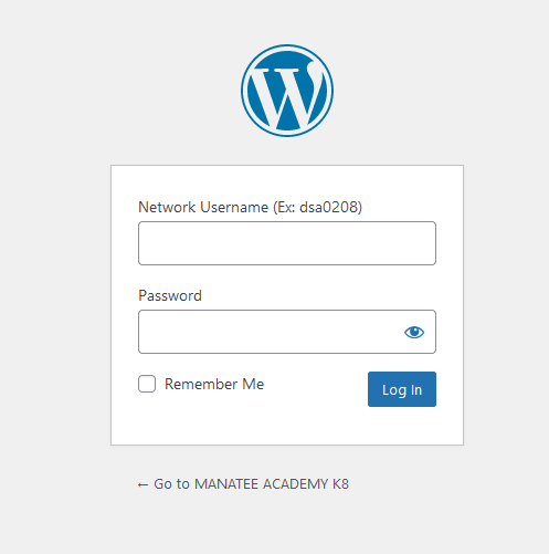 login screen