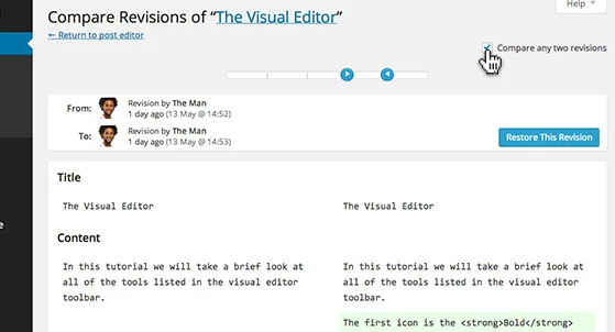 compare revisions