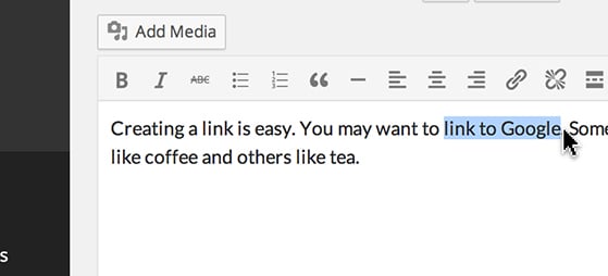 hyperlink highlight words