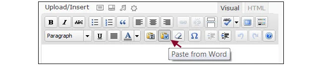pasting from Word